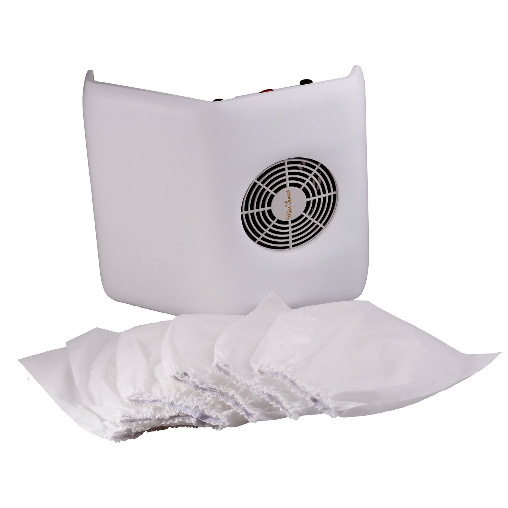 Miss Sweet Nail Dust Collector - White Acrylic Nail Polish Dust Suction Vacuum | Portable Nail Art Dust Extractor for Salon & Home Manicure