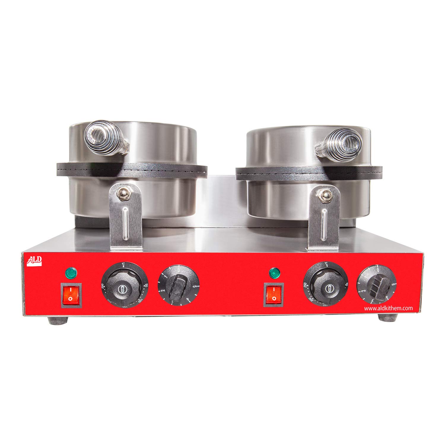 ALDKitchen Commercial Waffle Cone Maker - 2-Head Stainless Steel Nonstick Waffle Roll Machine for Ice Cream Cones | 110V | Perfect for Ice Cream Shops, Bakeries & Dessert Businesses