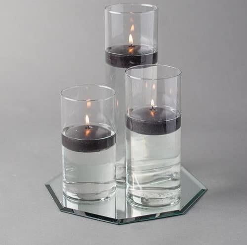 Eastland Octagon Mirror & Cylinder Vase Set with Floating Candles - 48pc Wedding Centerpiece Decor (8