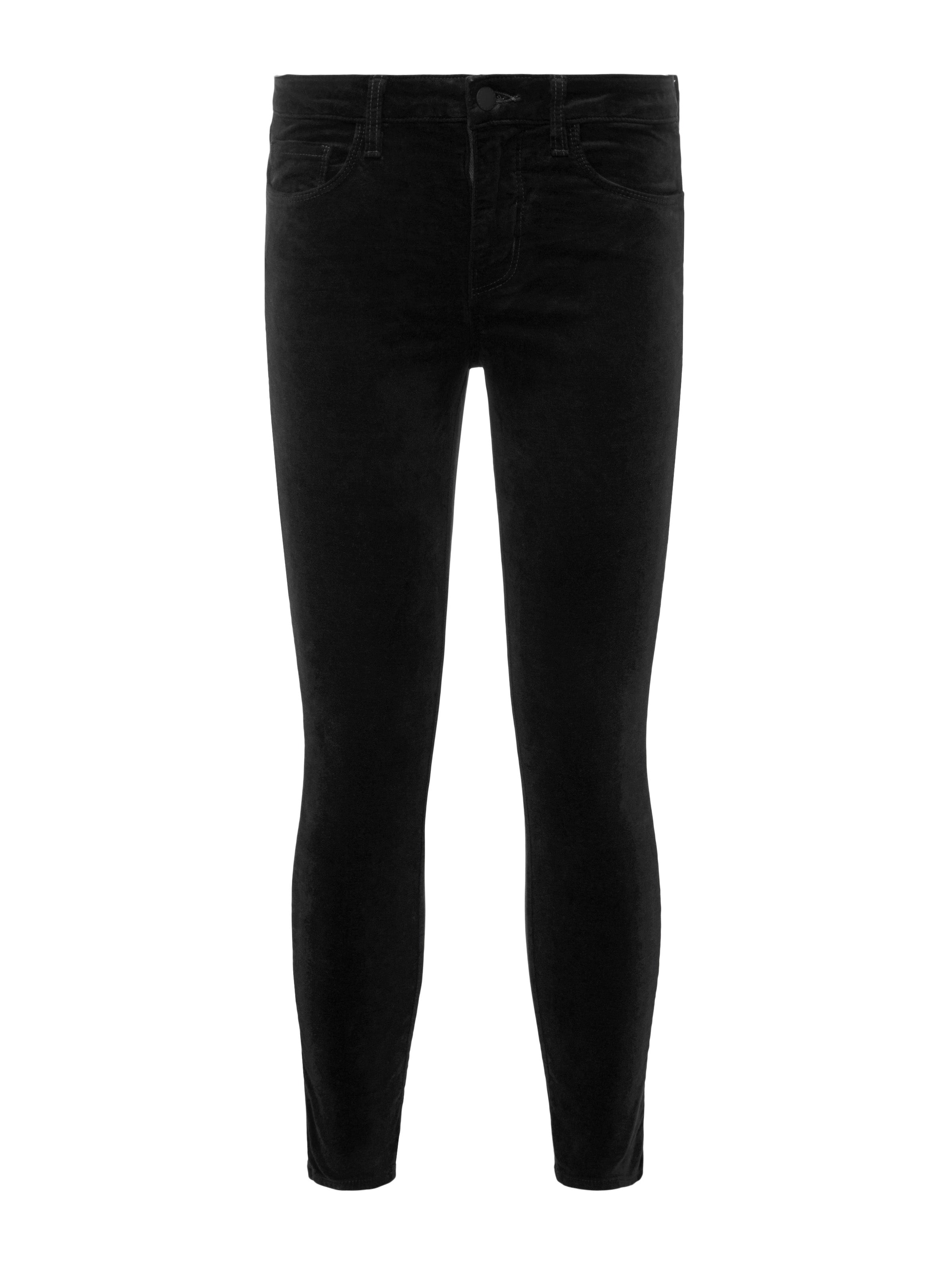 Margot Velvet Cropped Skinny Jeans for Women - High Waist Stretch Denim Pants - Trendy Velvet Texture Skinny Jeans for Night Out, Party & Casual Wear