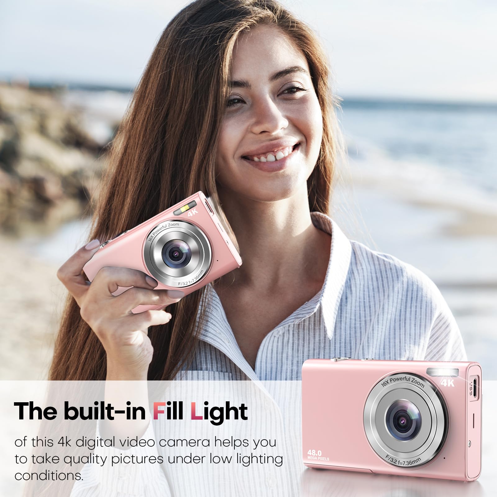 4K Autofocus Digital Camera with 32GB SD Card, 48MP HD, 2.8