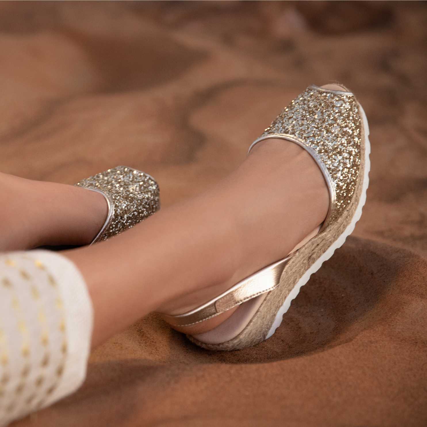 Glitter Leather Menorcan Espadrilles for Women - Frida Montada 2006R Sparkly Sandals | Perfect for Summer Weddings, Beach Vacations & Casual Outings