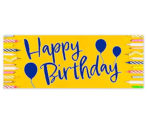 Happy Birthday Banner - 13 oz Heavy-Duty Vinyl with Metal Grommets | Single-Sided Non-Fabric Decoration for Parties & Events | Perfect for Indoor & Outdoor Celebrations