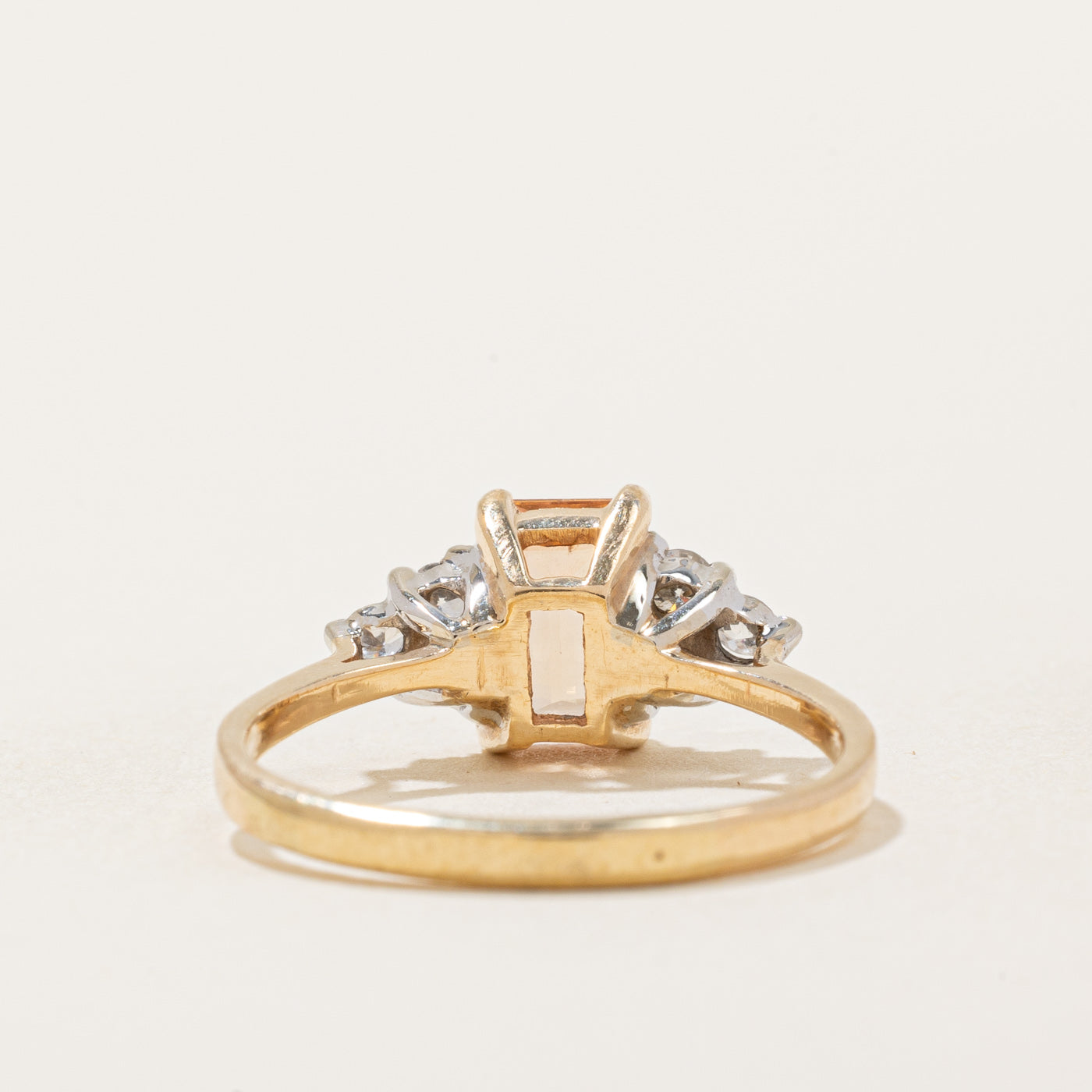 1.10ct Peach Topaz & Diamond Ring - 0.21ctw White Diamond Accents - Size 6.75 - Elegant Engagement & Wedding Jewelry Gift for Her