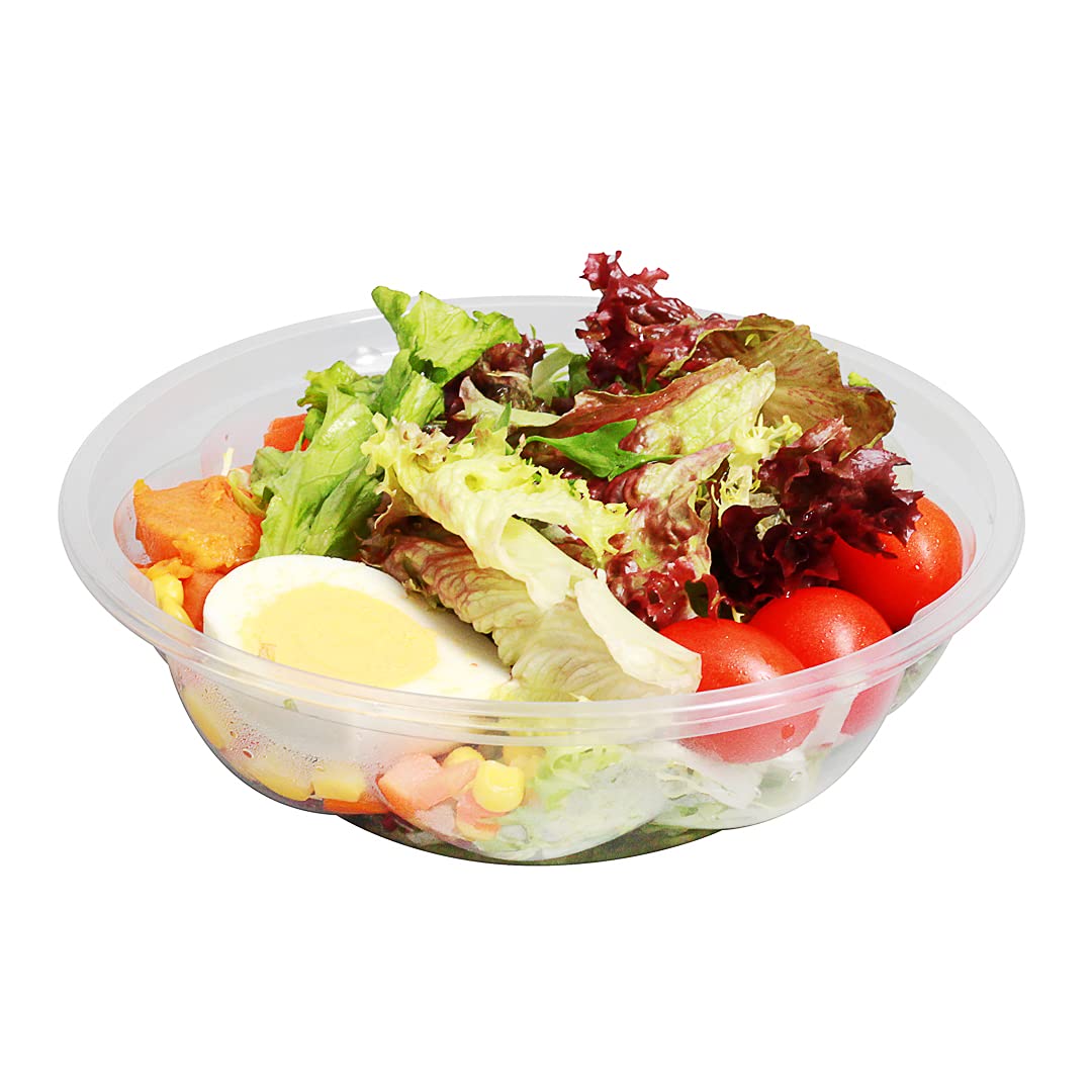 Restaurantware Thermo Tek 24oz Disposable Salad Bowls - 500 Pack Round Deli Containers | Crack & Leak Resistant, Sustainable Clear Plastic Food Storage Bowls for Cold Foods (Lids Sold Separately) | Perfect for Restaurants, Catering, Meal Prep & Takeout