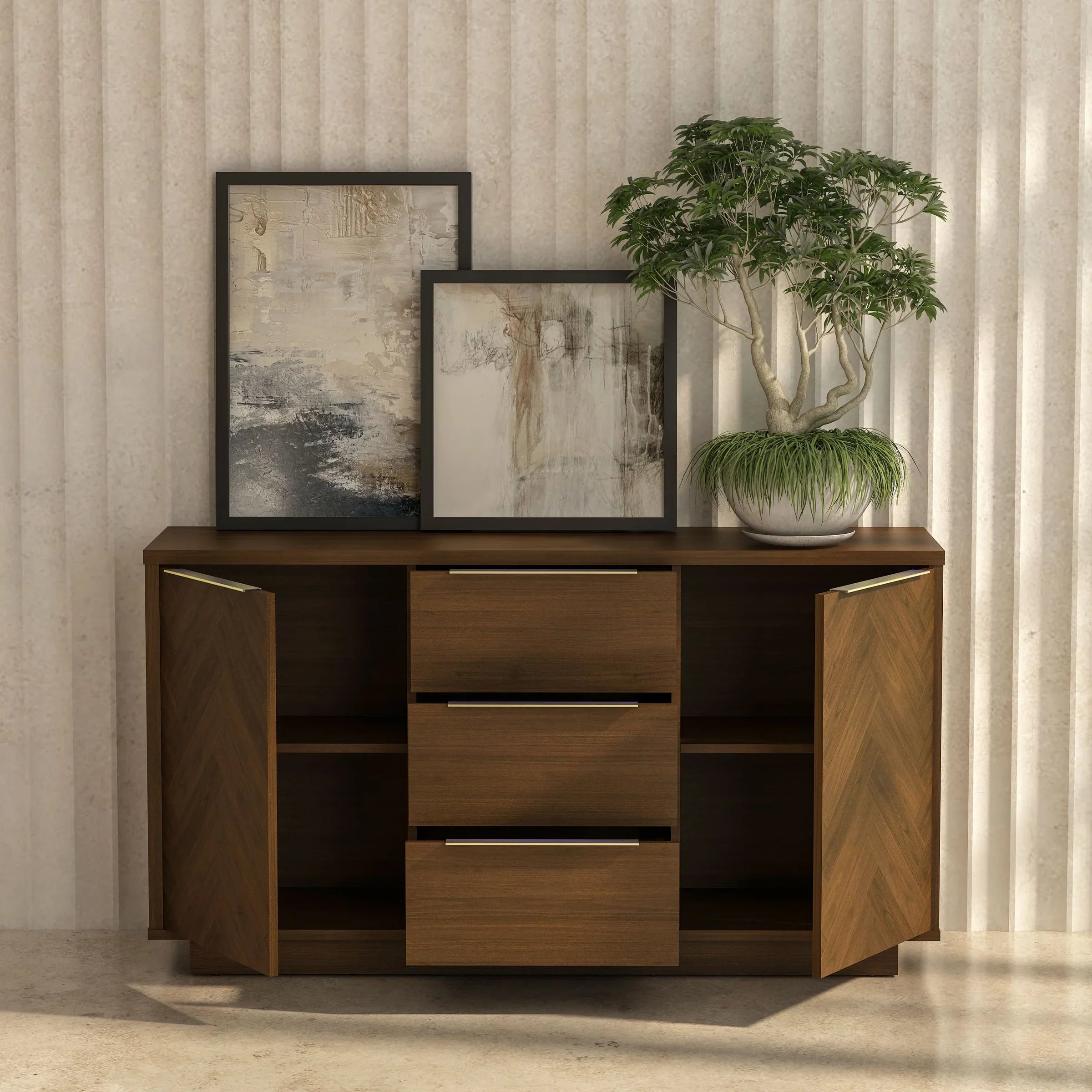 Anderson Teak Hokkaido Sideboard SB 15042 - Solid Teak Wood Buffet Cabinet with Storage for Dining Room, Living Room & Entryway