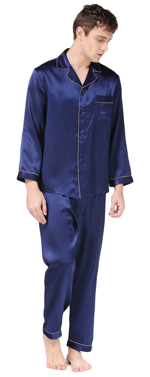 Premium CLC Men's 100% Pure Mulberry Silk Pajama Set - Soft & Breathable Sleepwear for Relaxation & Comfort - Perfect for Lounging, Travel & Luxury Nightwear