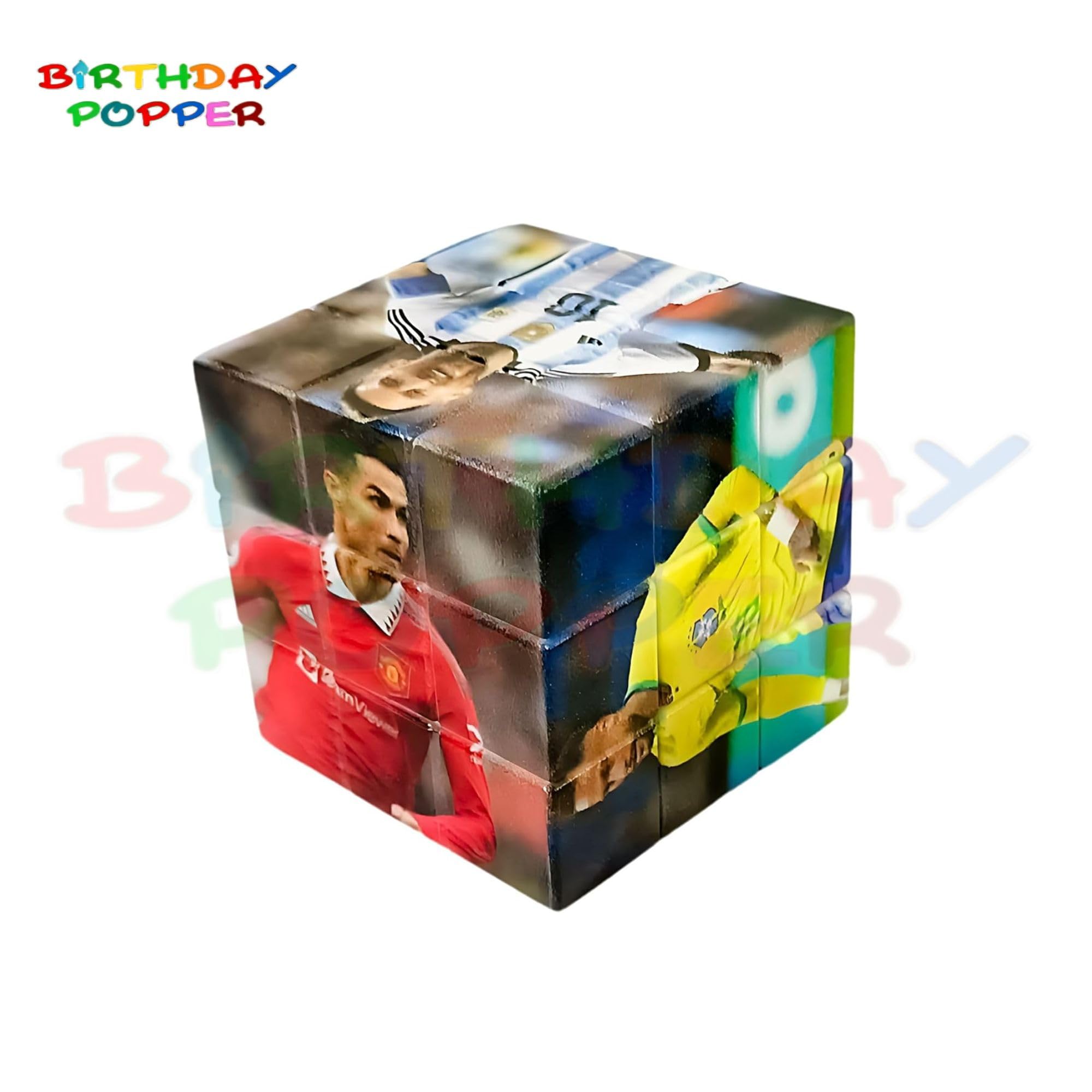 Football Theme Birthday Poppers & Speed Cubes - Set of 6 Stress Relief Puzzle Toys for Kids | Perfect Birthday Party Favors & Return Gifts | Great for Classroom Rewards, Party Games & Cognitive Development Activities