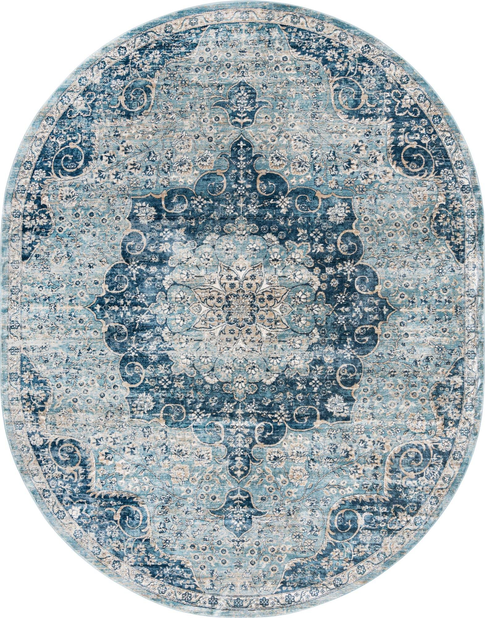 Unique Loom Newport Collection Area Rug - Elms Design (Oval 7'10