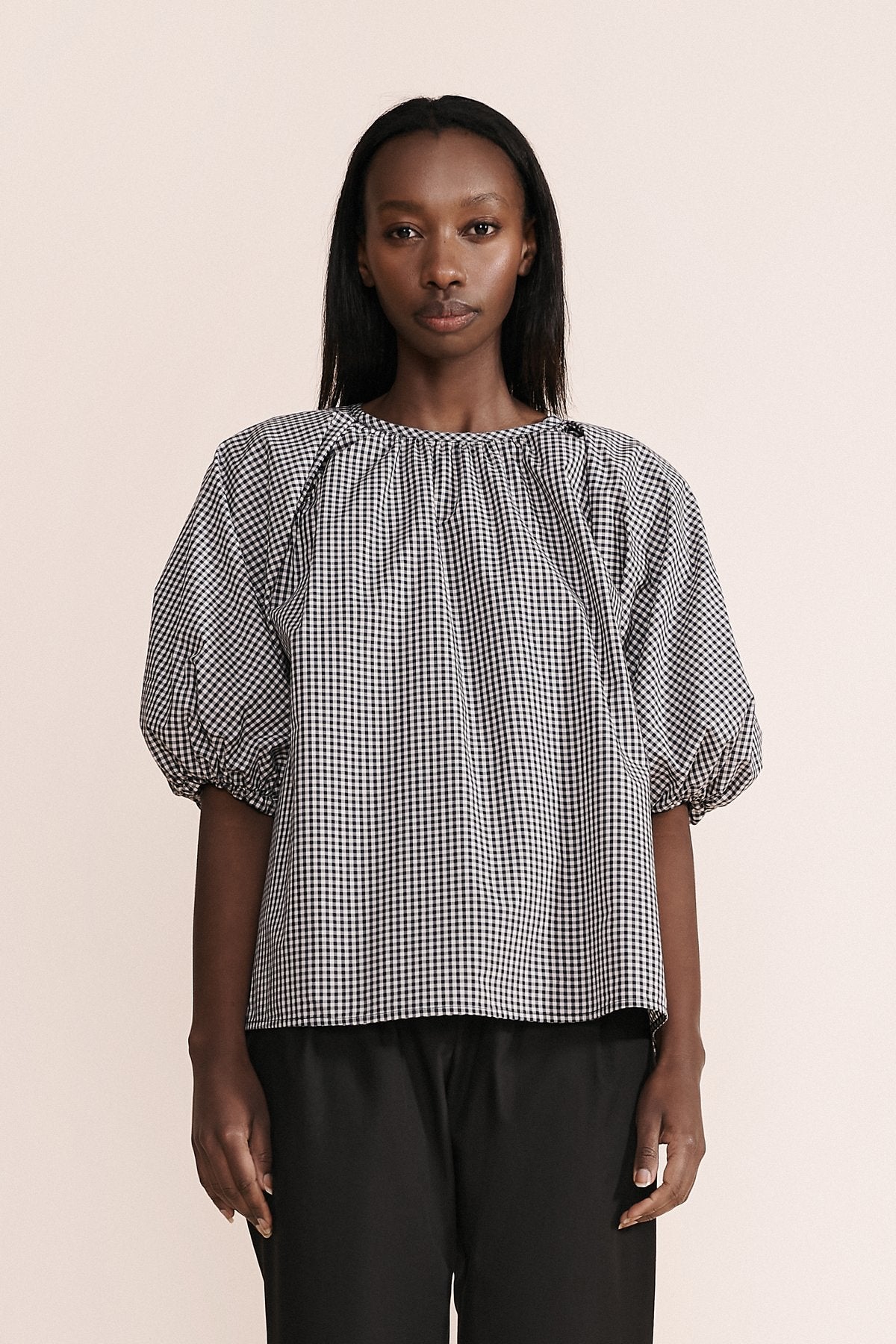Vintage Check Blouse for Women - Stylish Retro Floral Print Top - Perfect for Casual Outings, Office Wear & Date Nights