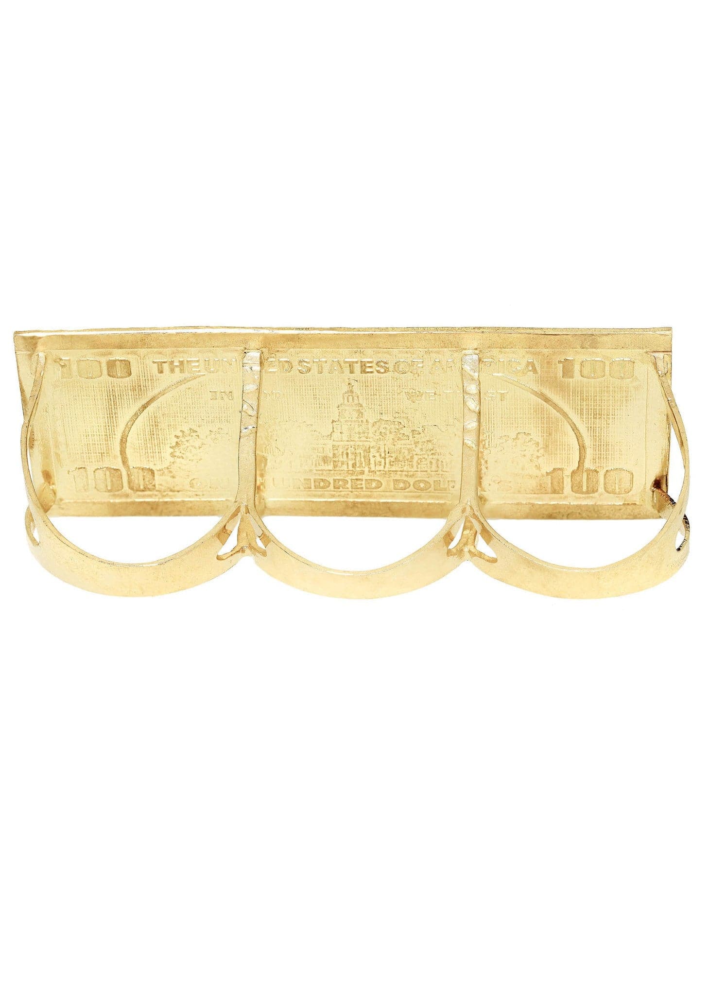 10K Gold $100 Dollar Bill Men's Ring - 18.6 Grams Heavyweight Statement Piece for Hip Hop Jewelry & Luxury Gifts