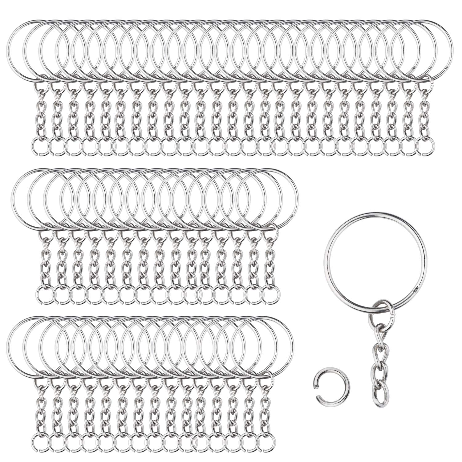 Metal Split Key Rings with Chain - 100pcs 1