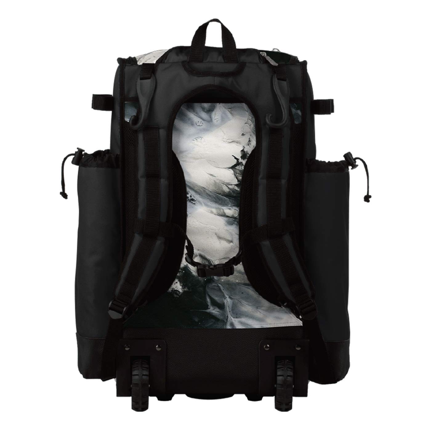 Boombah Superpack Hybrid Rolling Bat Bag - Wheeled & Backpack Baseball Equipment for Travel & Games (Black/White Glacier) - Perfect for Baseball Tournaments, Team Travel & Practice Sessions