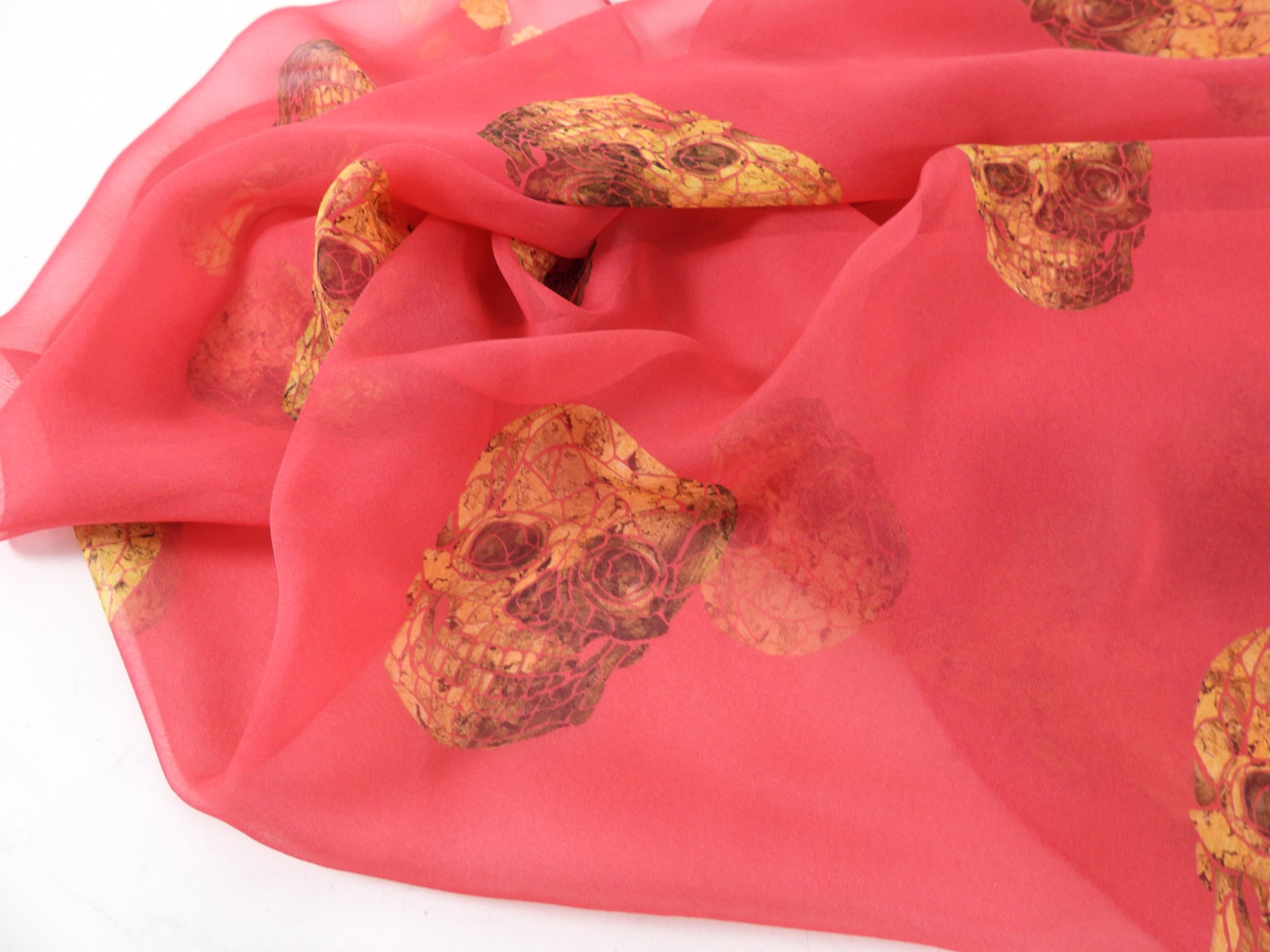 Alexander McQueen Large Fuchsia Silk Shawl Scarf with Skull Design - Elegant Fashion Accessory for Women, Perfect for Parties, Weddings & Evening Events