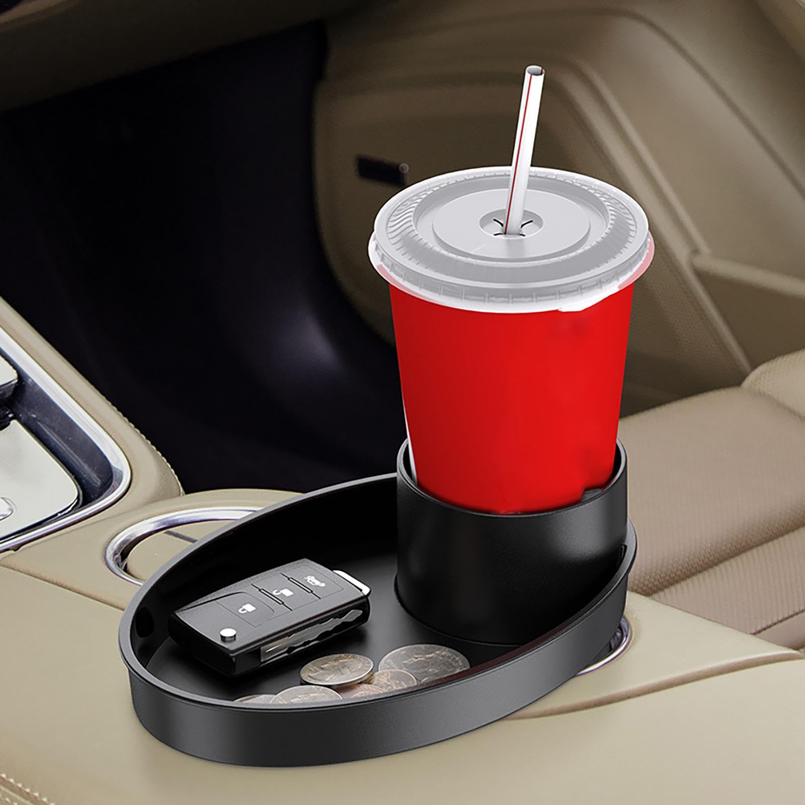 BeNsil Car Seat Cup Holder & Snack Tray - Portable Travel Organizer with Storage Compartment | Fits Most Car Seats & Strollers | Perfect for Road Trips, Baby Strolls & Family Travel Accessories