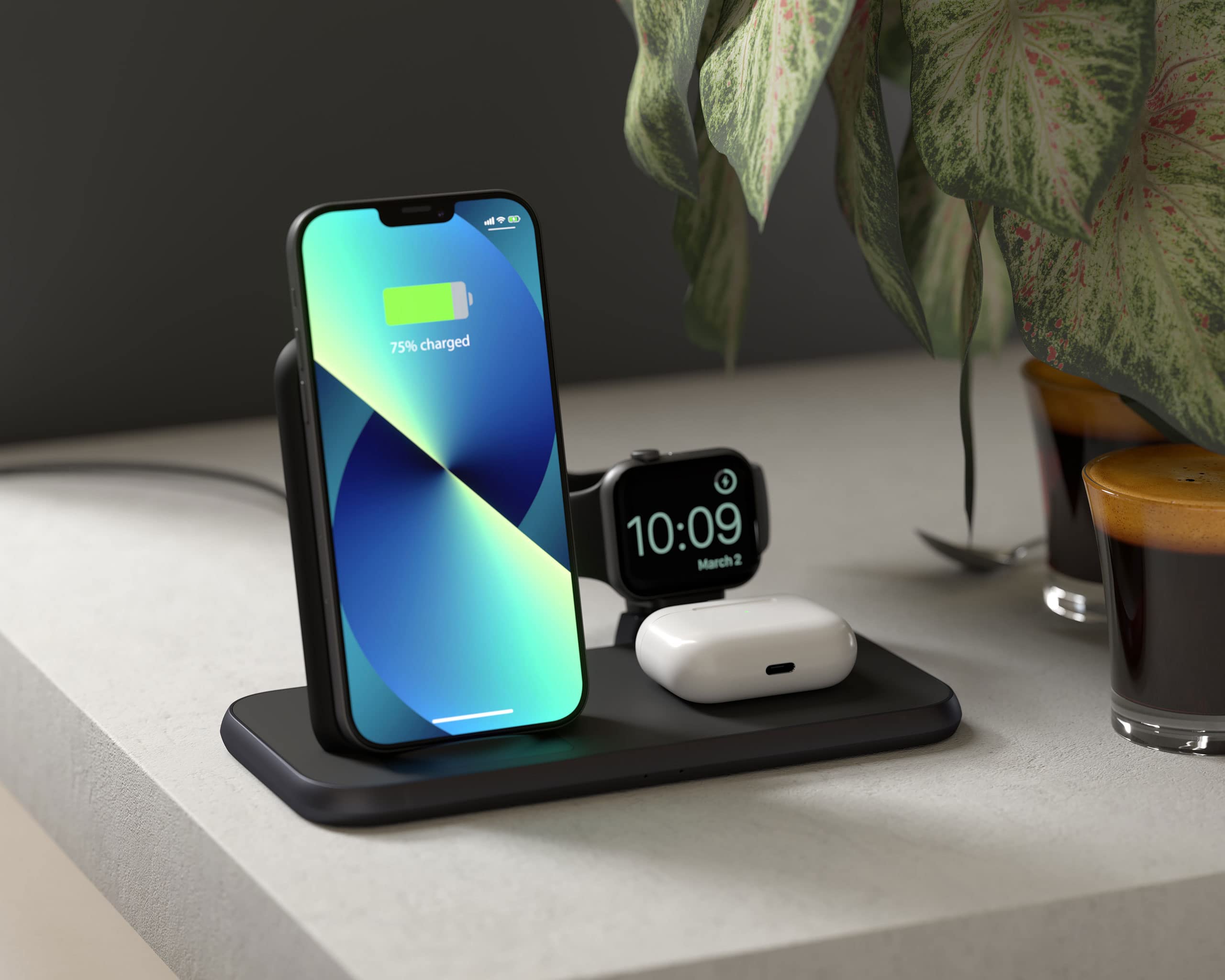 Premium Zens Aluminium 4-in-1 Wireless Charging Stand with 45W USB-C PD - Fast Charge for iPhone, Samsung, AirPods & Apple Watch - Perfect for Home, Office & Nightstand Use