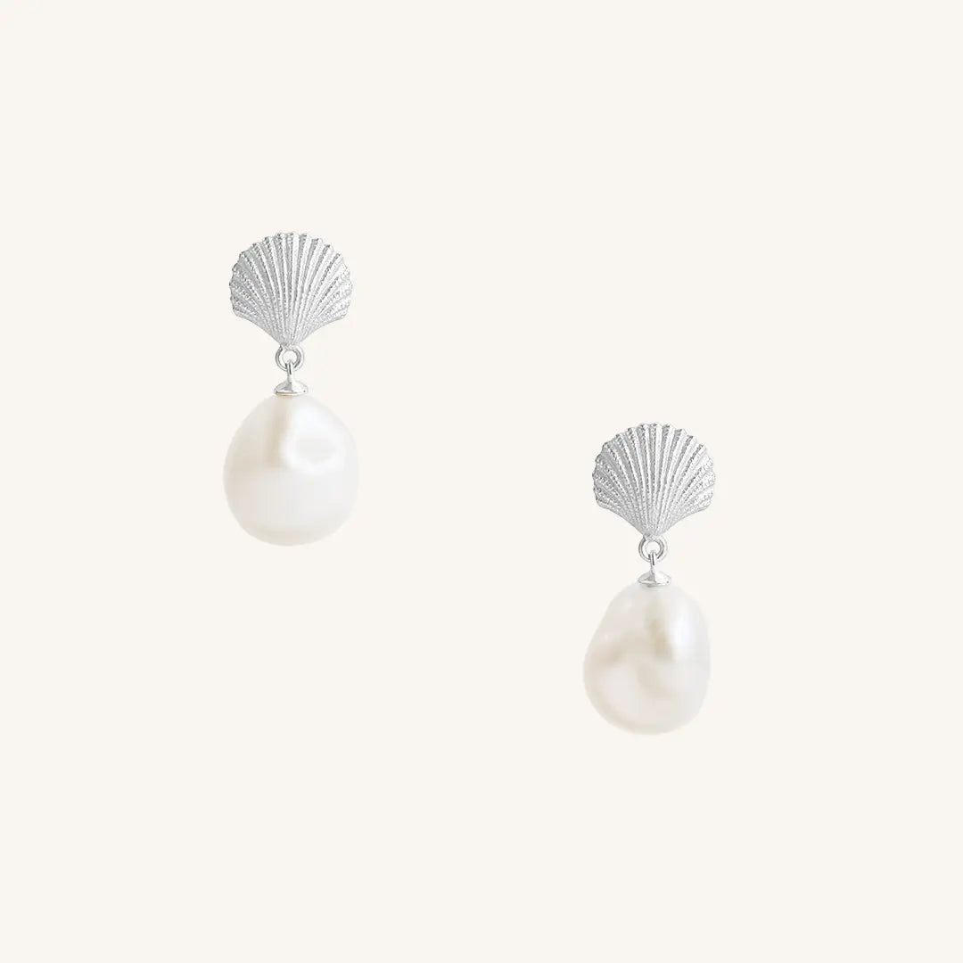 Voyage Shell Pearl Earrings for Women - Elegant Mother of Pearl Dangle Earrings - Perfect for Weddings, Parties & Special Occasions