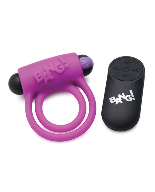 Bang! Rechargeable Silicone Cock Ring & Bullet Vibrator with Remote Control - Purple | Couples Adult Toy for Enhanced Intimacy & Pleasure | Bedroom Accessory for Spicy Nights