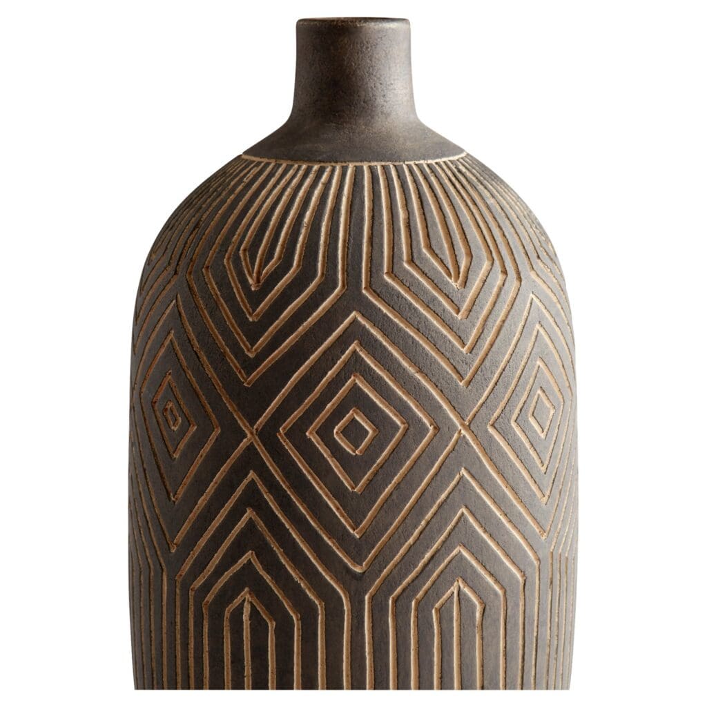 Cyan Design 11123 Dark Labyrinth Vase - Large Grey Ceramic Vase for Home Decor, Centerpiece, Wedding & Living Room Decorations