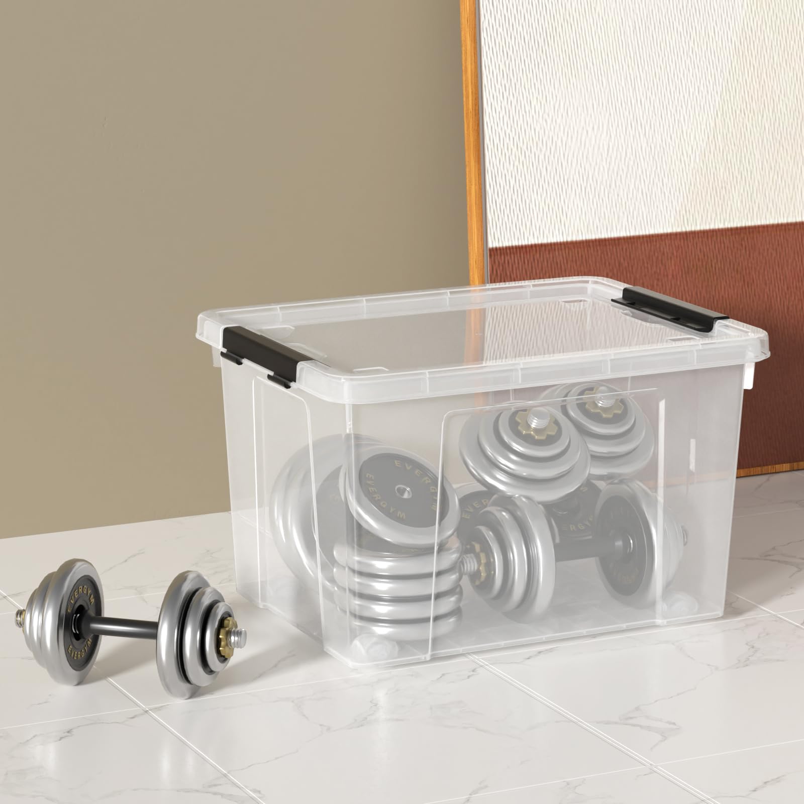 Zopnny 40 Quart Clear Latching Storage Box with Wheels - 4 Pack Plastic Storage Containers with Secure Lids for Home Organization, Garage, Office & Moving Supplies