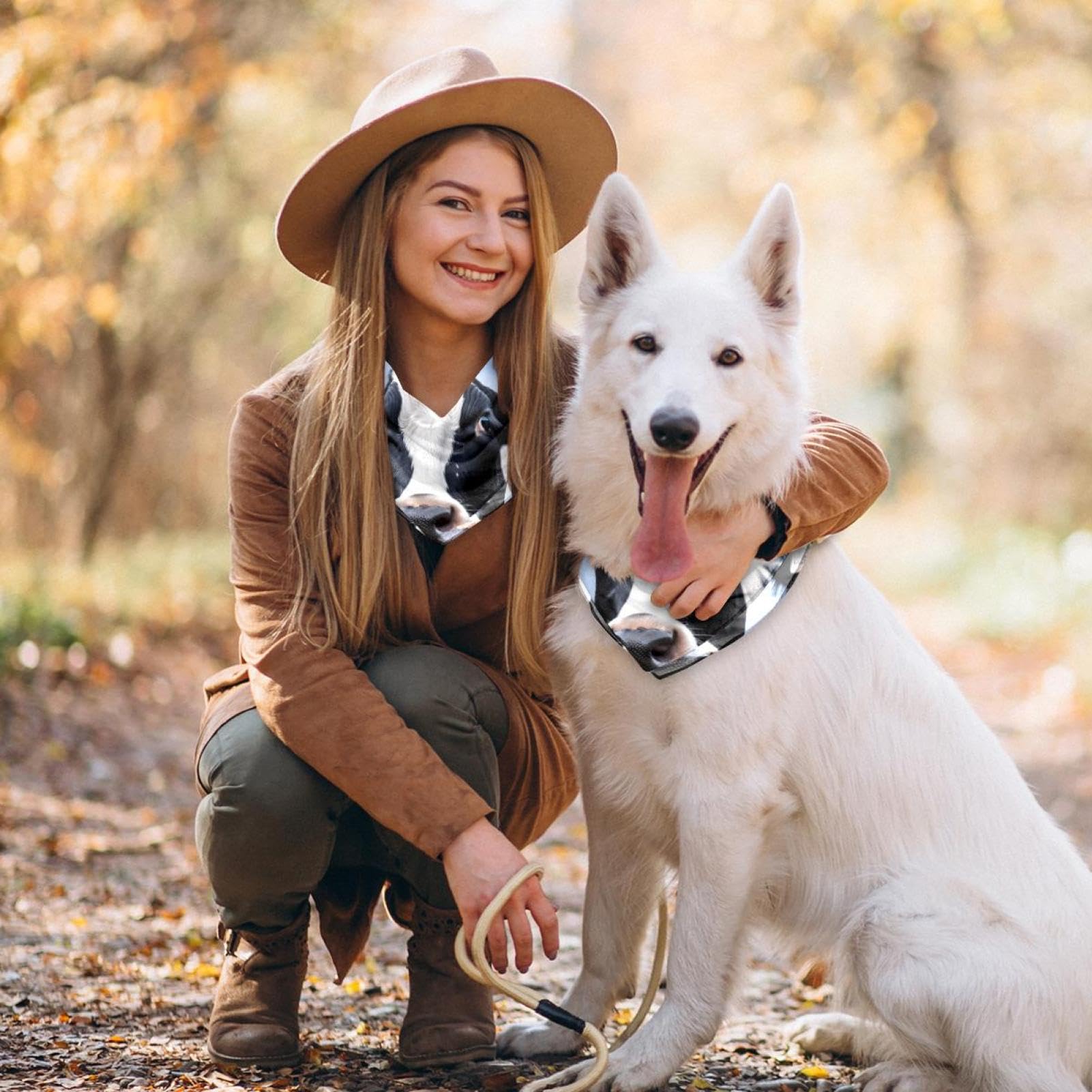 Premium Dog Bandanas for Small, Medium & Large Pets - 2-Piece Set with Cow Print Design - Comfortable Pet Scarves for Dogs & Cats - Perfect for Daily Walks, Pet Photos & Farm Visits