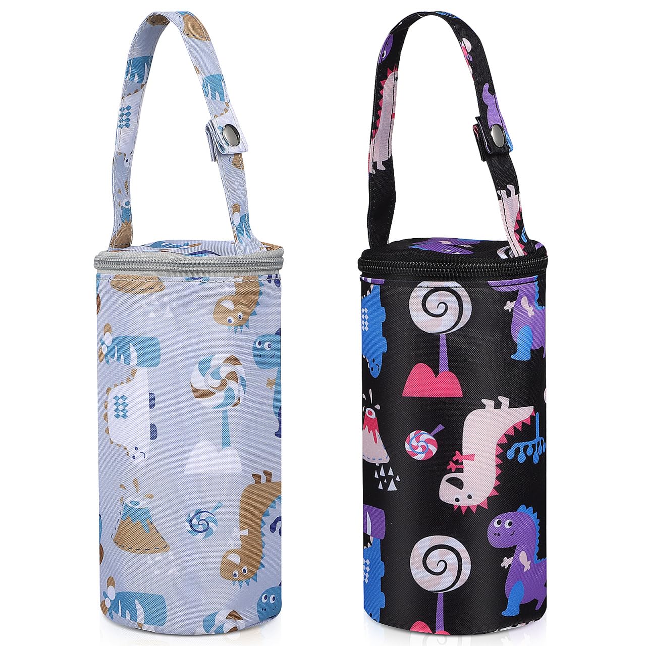 GRIRIW 2-Pack Insulated Baby Bottle Bags with Cute Cartoon Design - Thermal Milk Bottle Holder for Backpack, Portable Breastmilk Storage & Feeding - Perfect for Daycare, Travel & On-the-Go Moms