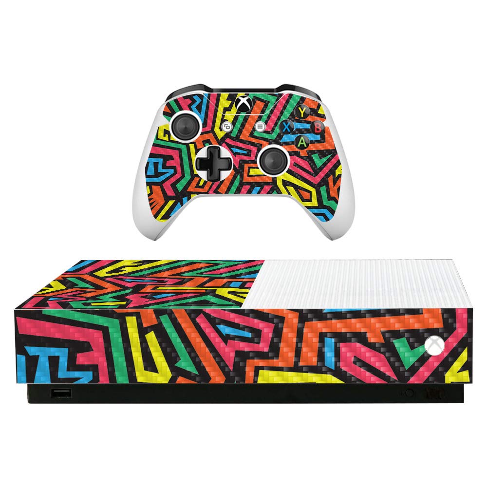 Premium Carbon Fiber Skin for Microsoft Xbox One S All-Digital Edition - Hyper Black Protective Cover | Durable Textured Finish | Easy to Apply & Remove | Made in USA | Perfect for Gaming Setups & Home Entertainment Systems