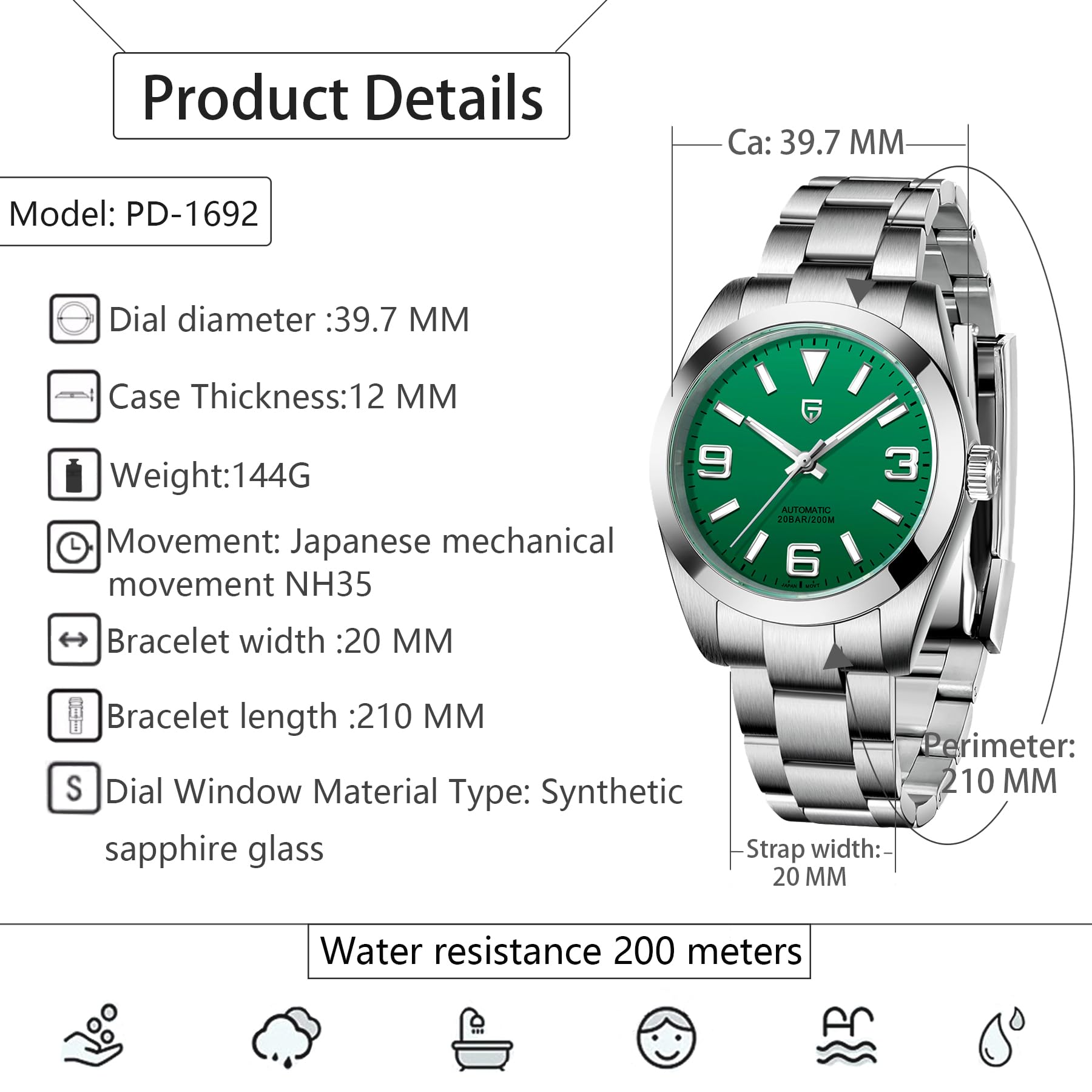 Pagani Design Men's Automatic Diver Watch - 40MM Stainless Steel Waterproof Wristwatch with Sapphire Glass | Perfect for Diving, Swimming & Everyday Wear
