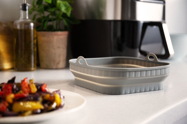 Non-Stick Collapsible Silicone Air Fryer Liner - Rectangle Shape for Easy Storage - Perfect for Healthy Cooking, Baking, and Roasting in Air Fryers