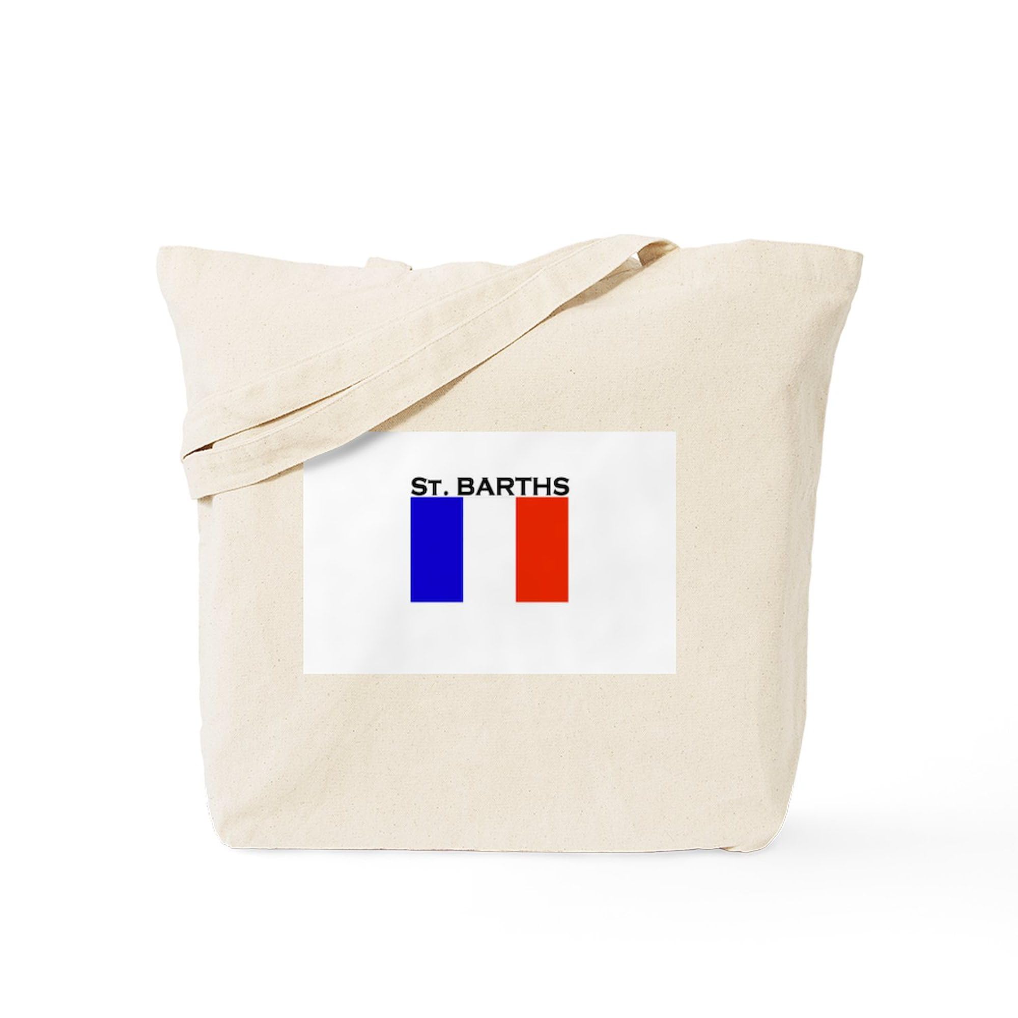St. Barths Flag Tote Bag - Natural Canvas Reusable Shopping Bag for Beach, Grocery & Travel | Eco-Friendly Carryall