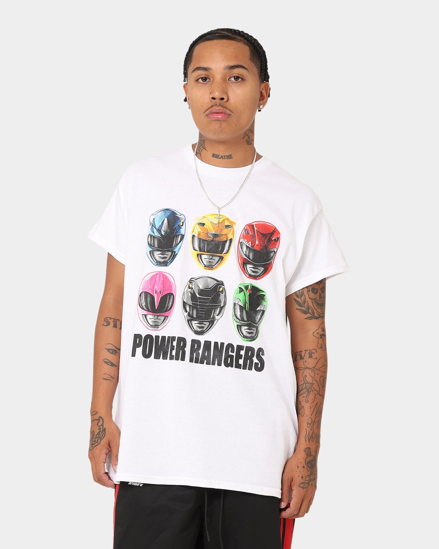 Power Rangers Vintage T-Shirt - White Retro Graphic Tee for Men & Women | American Thrift X Power Rangers Collaboration | Perfect for Cosplay, Comic-Con & 90s Nostalgia