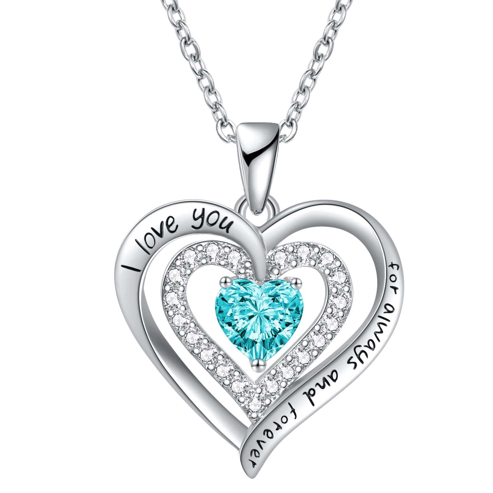 REDBEE 18K Rose Gold Plated 925 Sterling Silver Birthstone Diamond Heart Pendant Necklace for Women - Perfect Birthday Gift, Valentine's Day Jewelry, Mother's Day Present for Wife & Girlfriend | Elegant Everyday Wear & Special Occasion Necklace