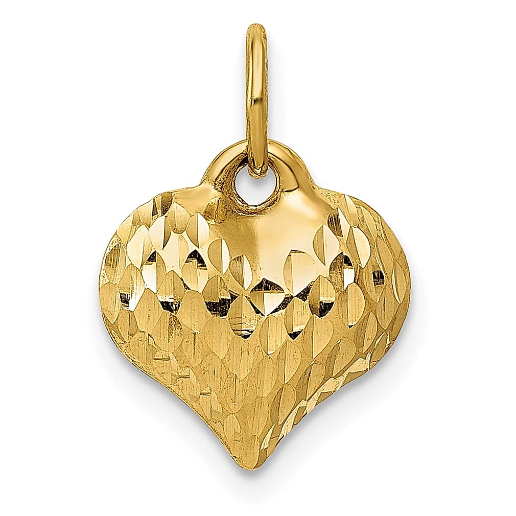 14K Yellow Gold Textured 3D Heart Pendant Necklace - Romantic Puffed Charm Jewelry for Women | Perfect Gift for Her, Anniversary, Valentine's Day & Special Occasions
