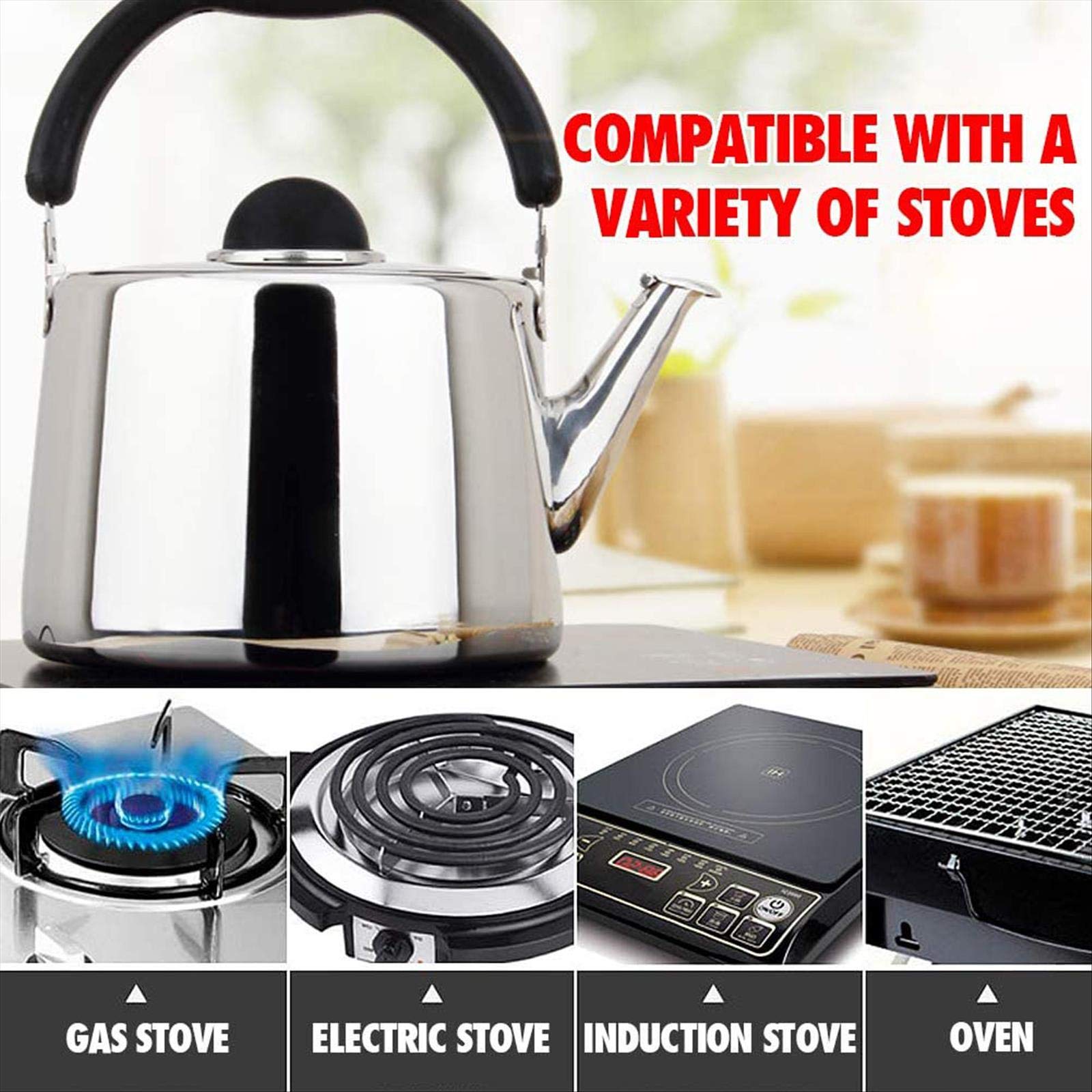 Stainless Steel Portable Induction Kettle for Tea, Coffee & Juice - Works on Induction Cooktops, Gas Stoves & Camping - Perfect for Home, Office & Outdoor Adventures