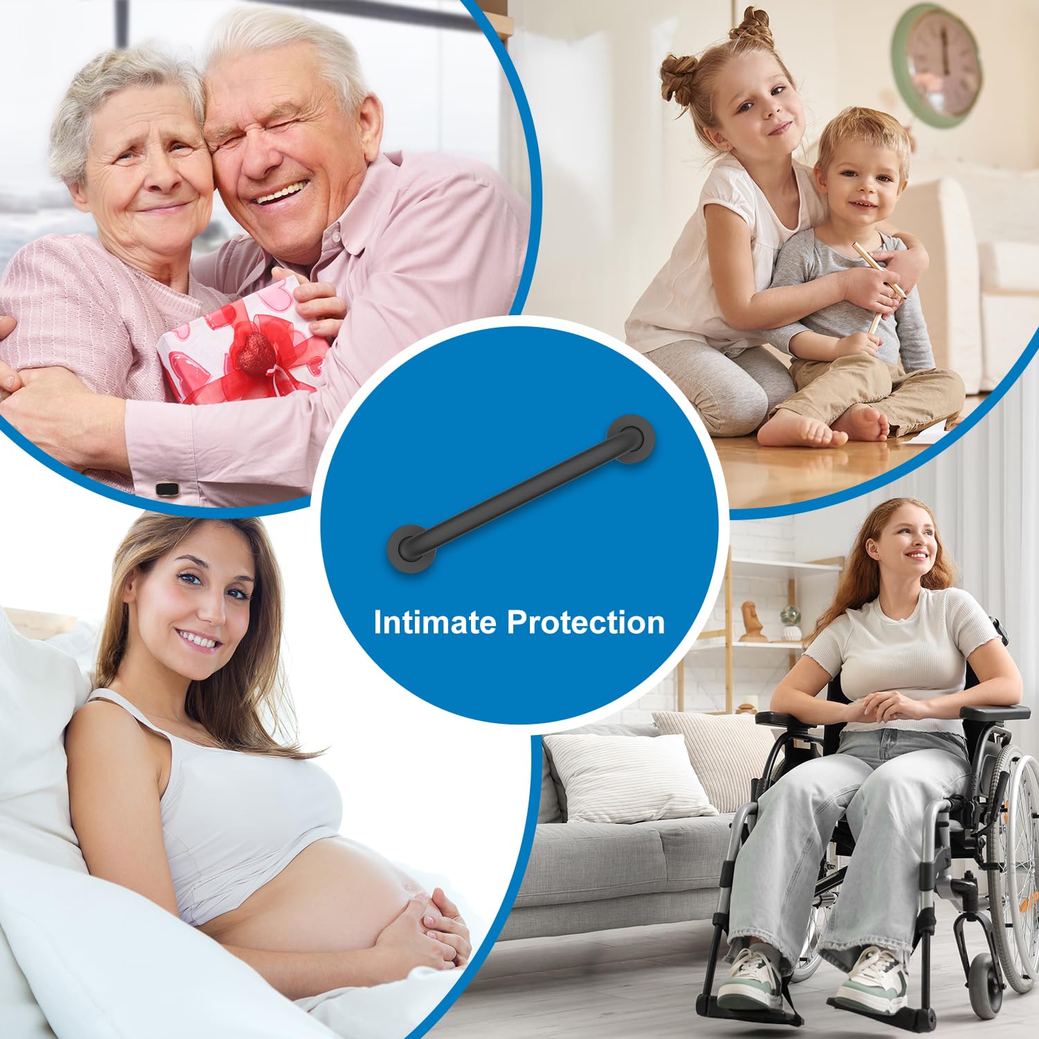 30cm 304 Stainless Steel Shower Grab Bar - Bathroom Safety Handle for Seniors & Disabled - Non-Slip Bath & Shower Support Bar for Kitchen, Bedroom, Bathtub & Stairs (Black) | Perfect for Elderly Fall Prevention & Accessible Home Safety