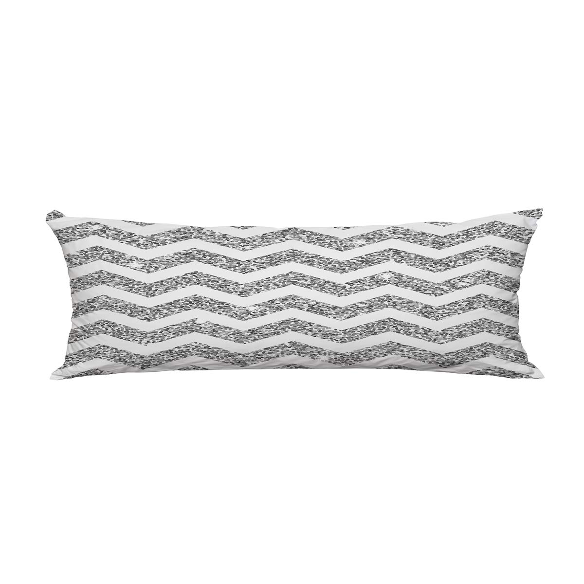 ABPHQTO Bright Chevron Silver Glitter & White Textured Body Pillow Cover - 20x60 Inch Hypoallergenic Pillowcase Protector for Bed, Sofa & Dorm Decor | Perfect for Home, Office & Gift Giving