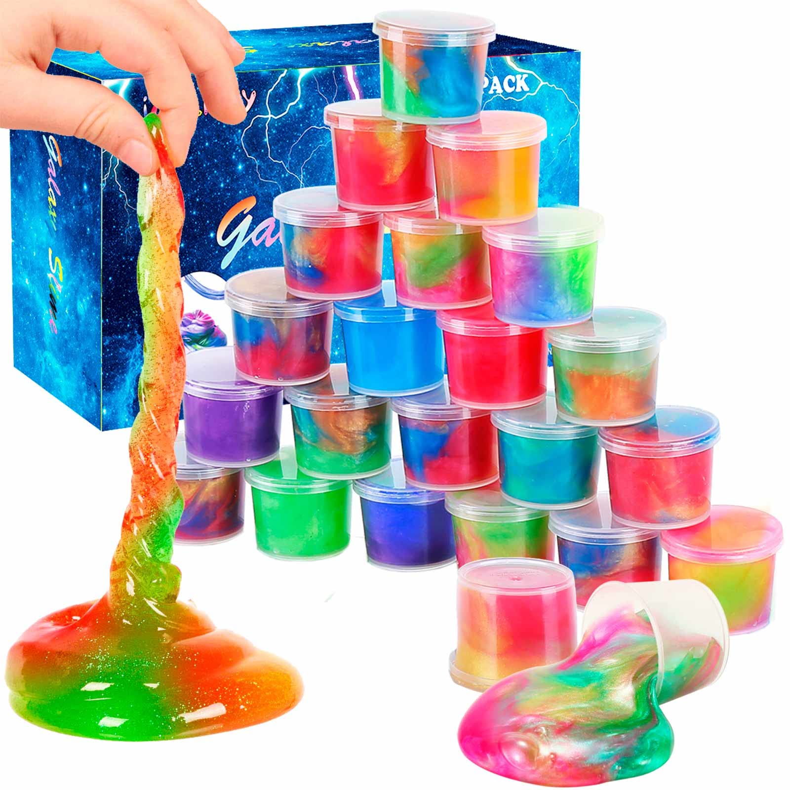 24 Pack Galaxy Slime for Kids - Party Favors, Christmas Stocking Stuffers, Goodie Bag Fillers & Classroom Prizes | Sensory & Tactile Stimulation Toy for Boys & Girls | Perfect for Birthday Parties, School Events & Stress Relief Play