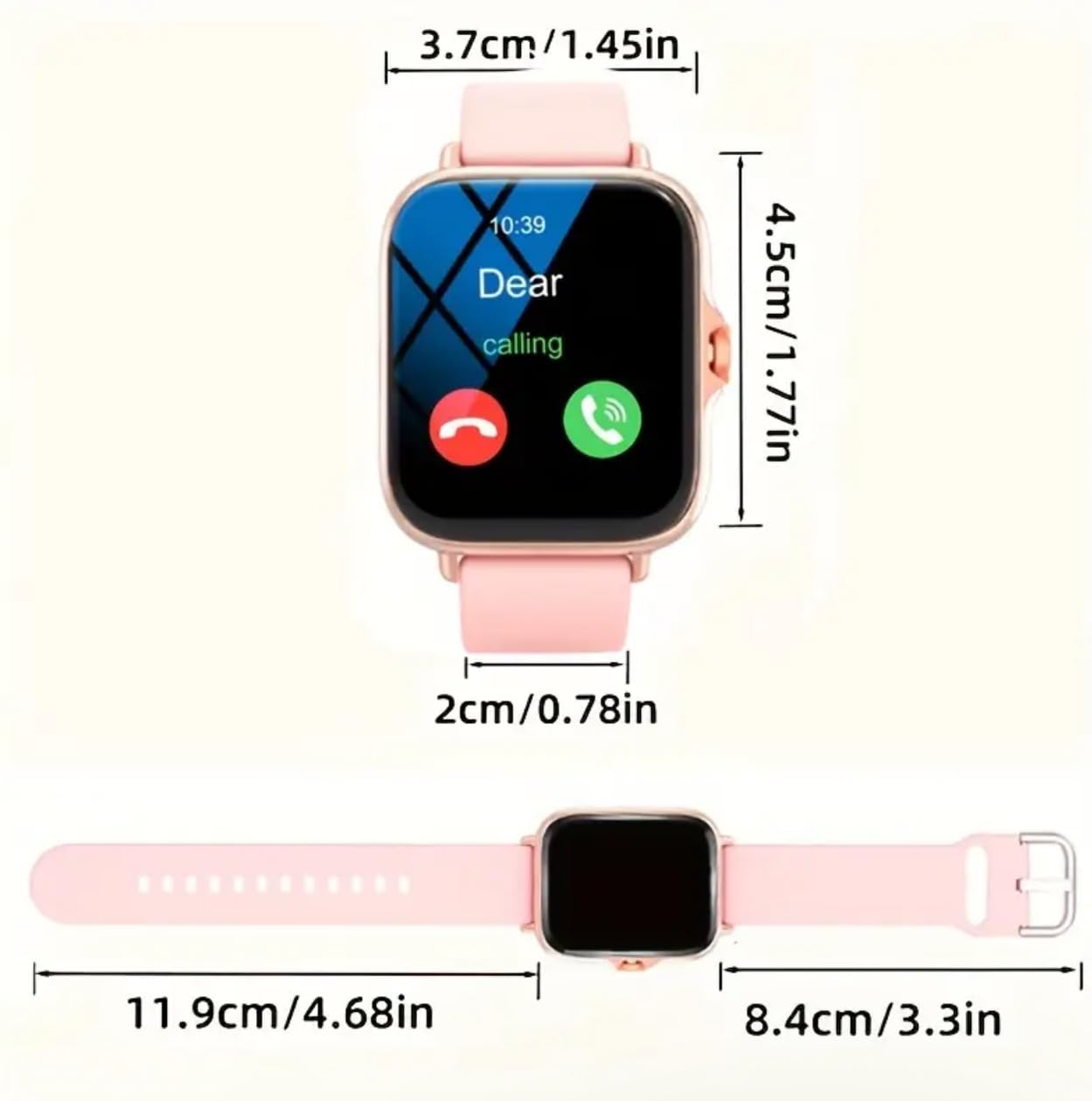 Smart Fitness Tracker Watch with 15 Functions - Wireless Calling, Step Counter, Music & Camera Control - Pink Sports Smartwatch for Running, Gym & Daily Activity Tracking