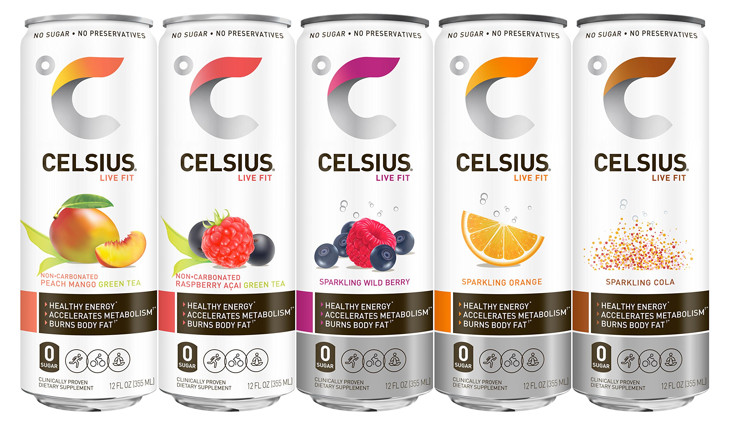 CELSIUS Fitness Drink Zero Sugar Variety Pack - 9 Flavors, 12 Slim Cans (12 Fl Oz Each) - Energy Boost for Workouts, Running & Active Lifestyle