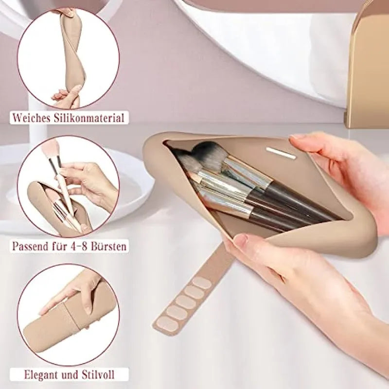 Portable Travel Makeup Brush Holder - Compact & Leak-Proof Cosmetic Brush Organizer for On-The-Go Beauty Essentials | Perfect for Airplane, Gym Bag & Vacation Trips