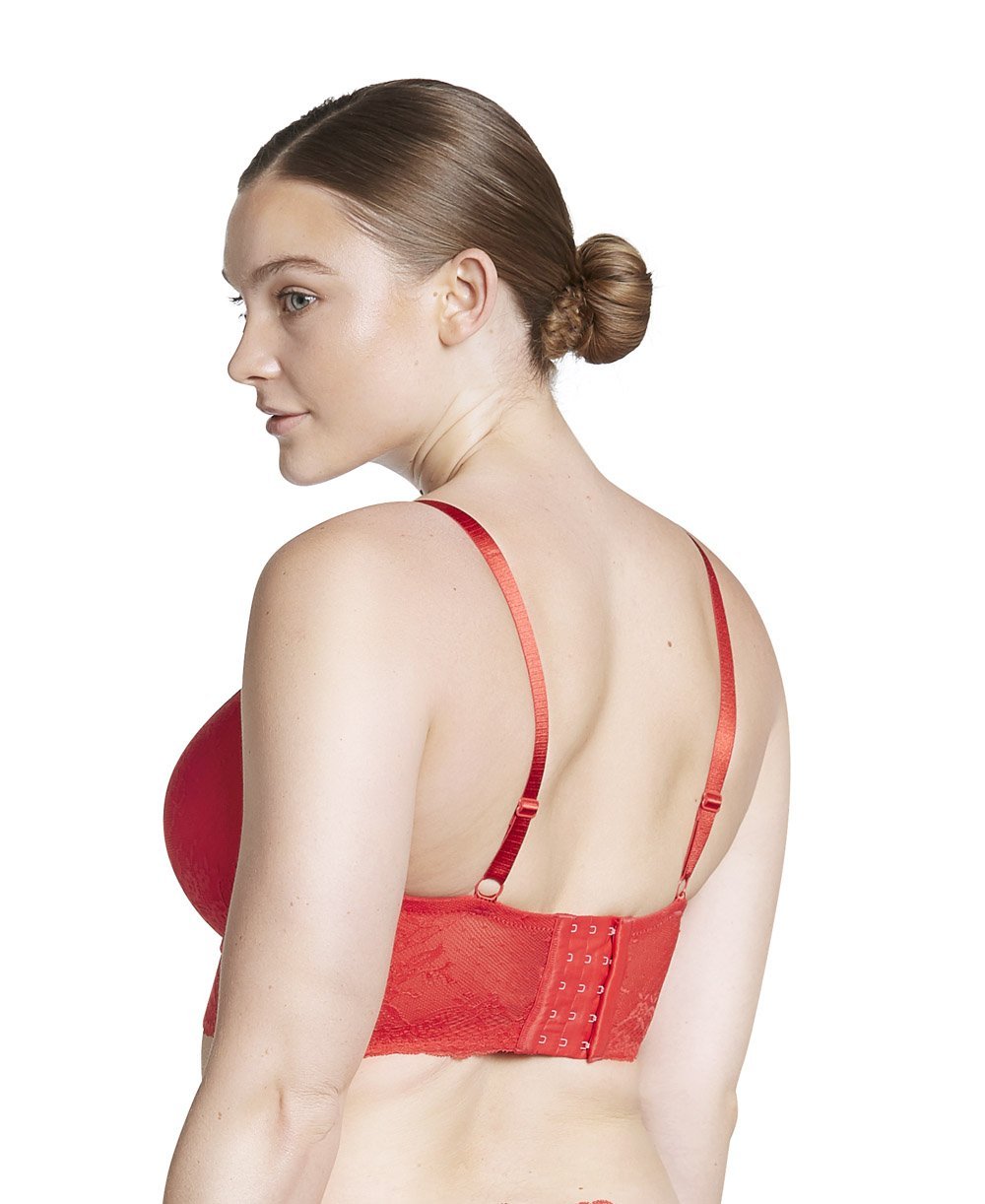 Parfait Sandrine Longline Plunge Bra - Sexy Push Up Underwire Bra for Women, Comfortable Full Coverage Lingerie in Racing Red - Perfect for Date Night, Special Occasions & Everyday Wear