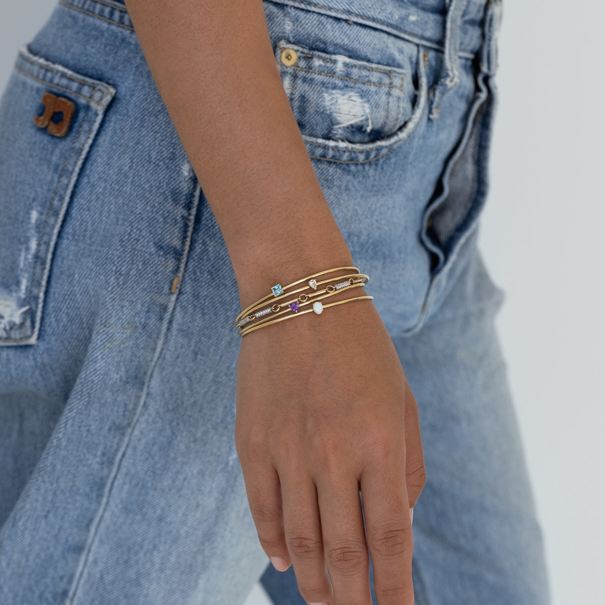 Birthstone Cuff Bracelet for Women - Personalized Sterling Silver Zodiac Charm Bracelet - Perfect for Birthday, Anniversary & Mother's Day Gifts