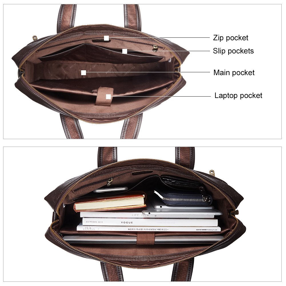 Premium BOSTANTEN Genuine Leather Briefcase for Men - Stylish Messenger Bag for Business, Office & Travel - Durable Laptop Bag with Multiple Pockets for Professionals & Commuters