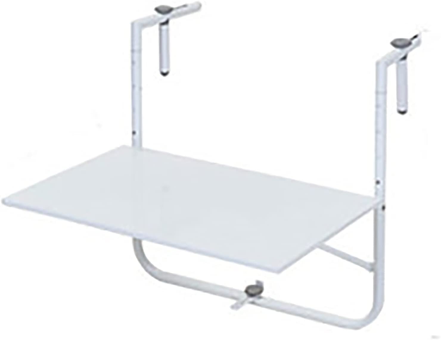 Foldable Wall Mounted Side Table - White Waterproof Balcony Railing Hanging Table (60x40cm) for Outdoor Garden, Patio, Porch & Backyard - Perfect for Coffee, Drinks & Small Plants