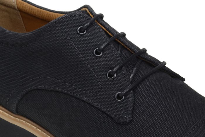 Ahimsa Vegan Victor Oxford Shoes for Men - Wide Width Black Canvas Loafers for Casual & Business Wear