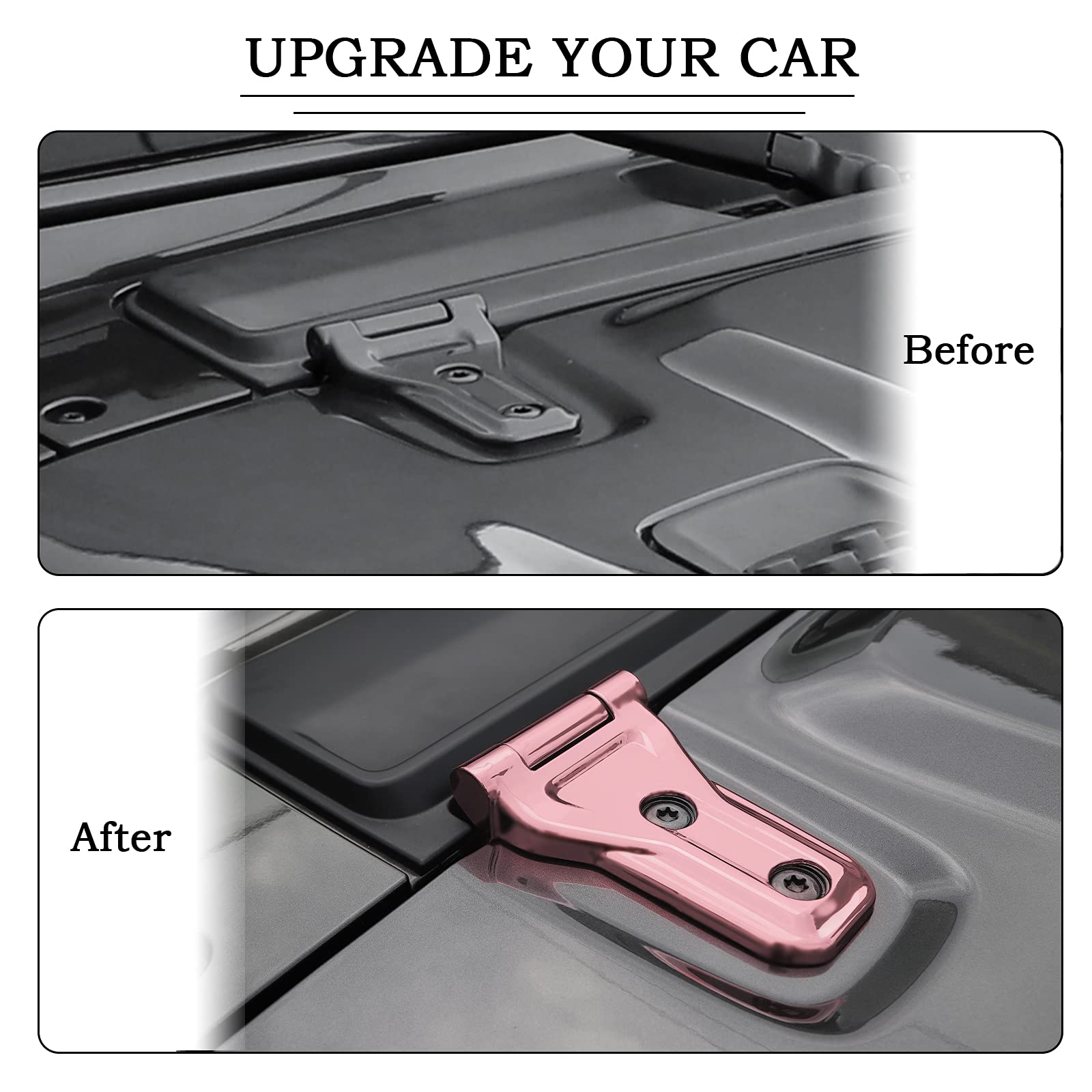 Jeep Wrangler JL JLU & Gladiator JT Hood Hinge Cover - Exterior Accessories for 2018-2023 Models | Durable Pink Decoration Kit for Off-Road & Daily Driving
