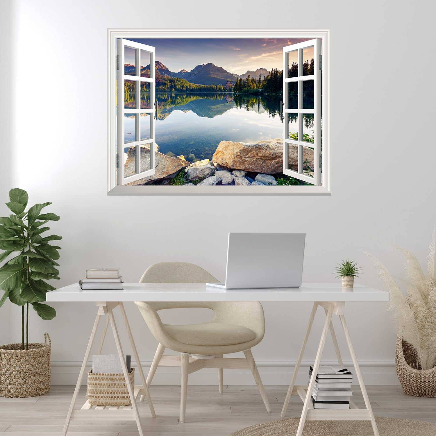Wall26 Removable Wall Sticker - Autumn Lake View Mural, 24