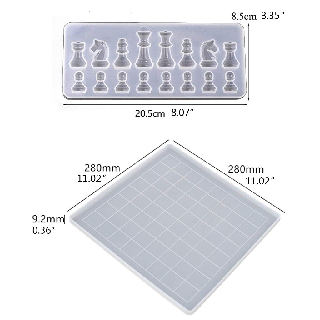 Premium 2-Piece Silicone Chess Board Mold for Resin Casting - DIY Chess Set Making, Square Chessboard Craft Mold - Perfect for Resin Art, Tabletop Games & Handmade Gifts