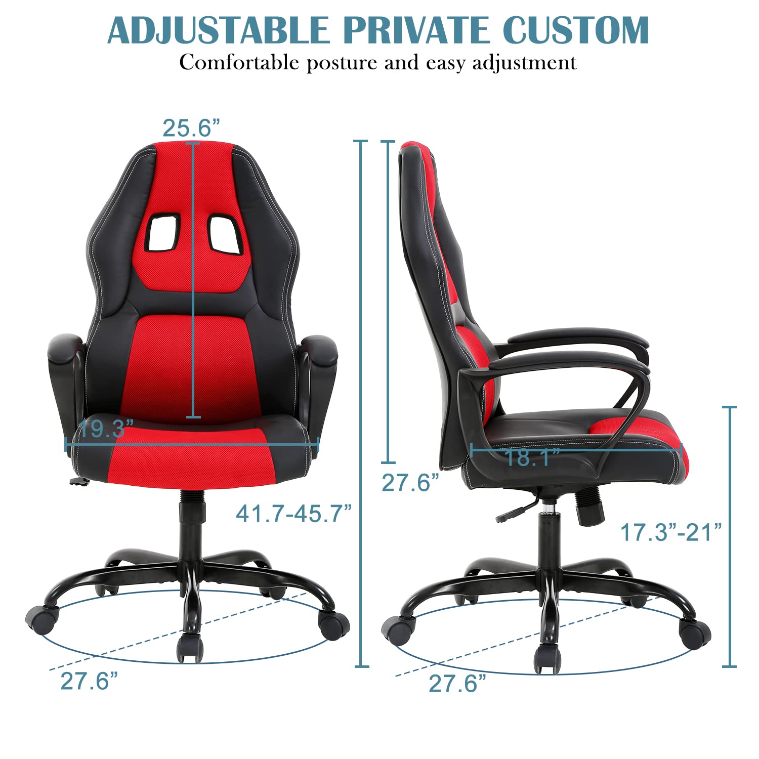 Premium Ergonomic Gaming Chair - High Back PU Leather Racing Style Office Chair with Adjustable Lumbar Support & Headrest - Swivel Rolling Computer Desk Chair for Home Office, Gaming Room & Streaming Setup