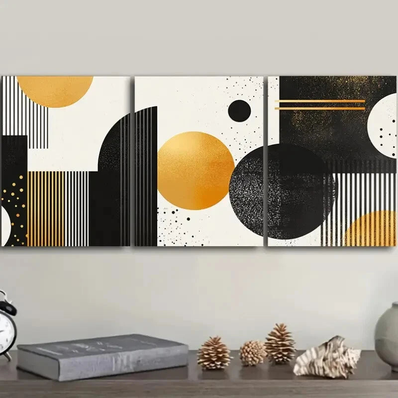 3-Piece Flowing White and Gold Wall Art Set - Framed Canvas Prints 40x60cm - High Quality Australian Made - Ready to Hang - Perfect for Living Room, Bedroom or Office Decor